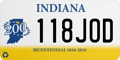 IN license plate 118JOD