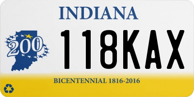 IN license plate 118KAX
