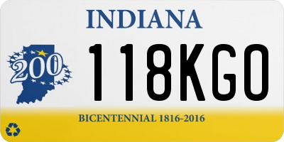 IN license plate 118KGO