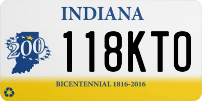 IN license plate 118KTO