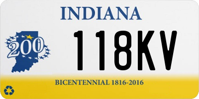 IN license plate 118KV