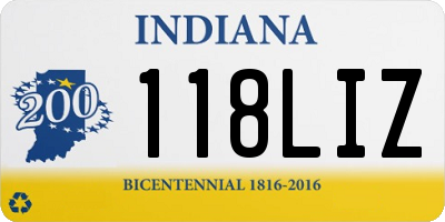 IN license plate 118LIZ