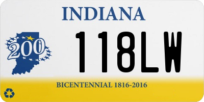 IN license plate 118LW