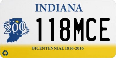IN license plate 118MCE