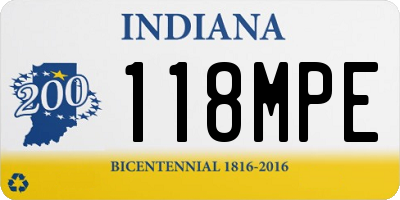 IN license plate 118MPE