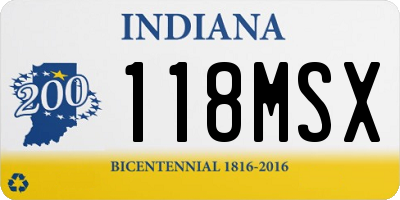 IN license plate 118MSX