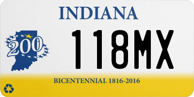 IN license plate 118MX