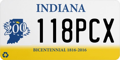 IN license plate 118PCX