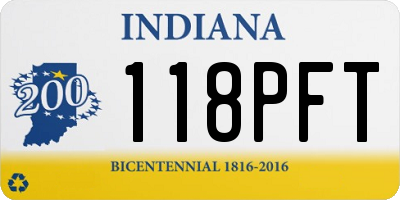 IN license plate 118PFT