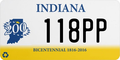 IN license plate 118PP