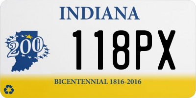 IN license plate 118PX