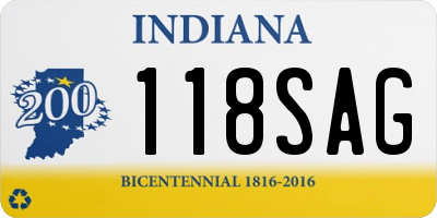 IN license plate 118SAG