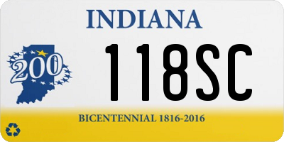 IN license plate 118SC