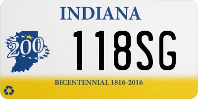 IN license plate 118SG