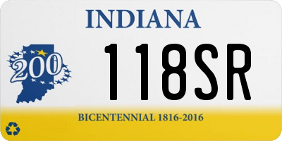 IN license plate 118SR