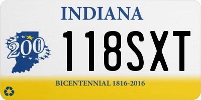 IN license plate 118SXT