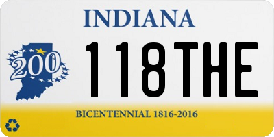 IN license plate 118THE