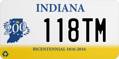 IN license plate 118TM