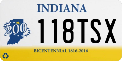IN license plate 118TSX