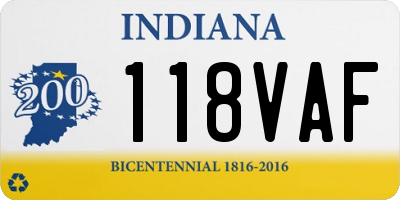 IN license plate 118VAF