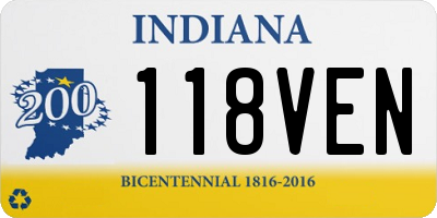 IN license plate 118VEN