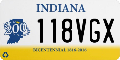 IN license plate 118VGX