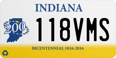 IN license plate 118VMS