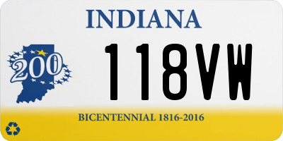 IN license plate 118VW