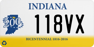 IN license plate 118VX