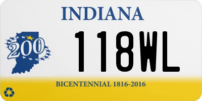 IN license plate 118WL