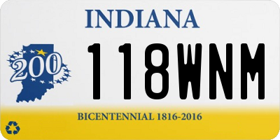 IN license plate 118WNM