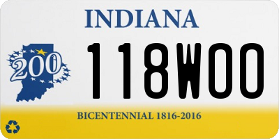 IN license plate 118WOO