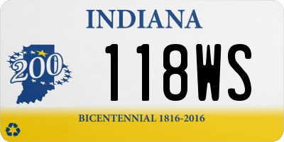 IN license plate 118WS