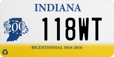 IN license plate 118WT