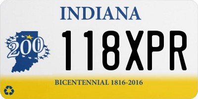 IN license plate 118XPR