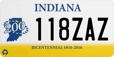 IN license plate 118ZAZ
