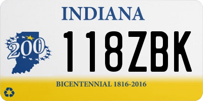 IN license plate 118ZBK