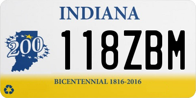 IN license plate 118ZBM