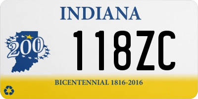 IN license plate 118ZC