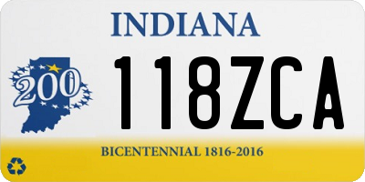 IN license plate 118ZCA