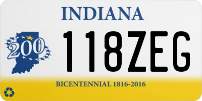 IN license plate 118ZEG