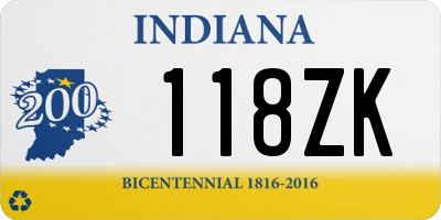 IN license plate 118ZK