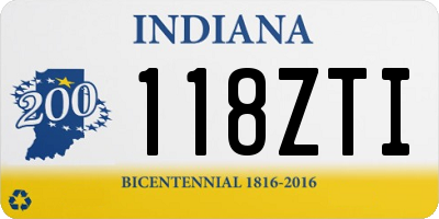 IN license plate 118ZTI