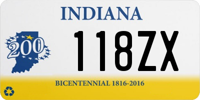 IN license plate 118ZX