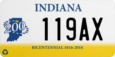 IN license plate 119AX