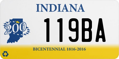 IN license plate 119BA
