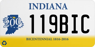 IN license plate 119BIC