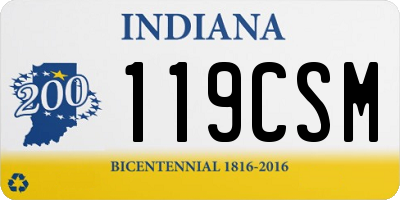 IN license plate 119CSM