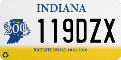 IN license plate 119DZX