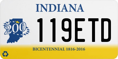 IN license plate 119ETD